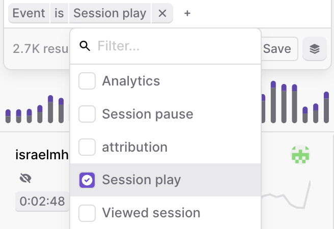 session filter for track event